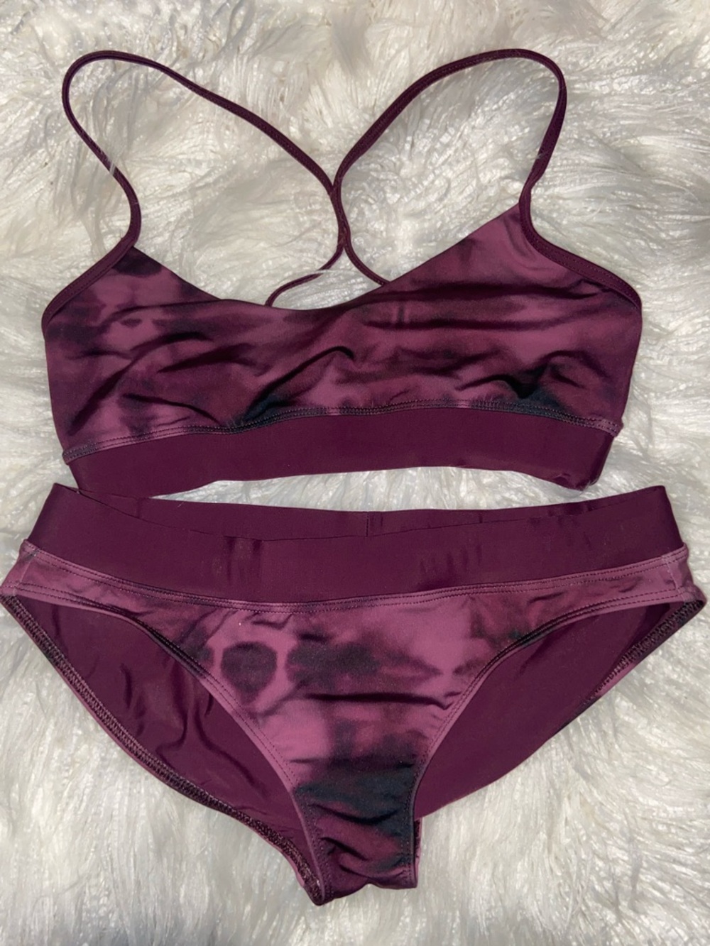 Dakine Plum Satin-Look Bikini Set, bottom L, top M